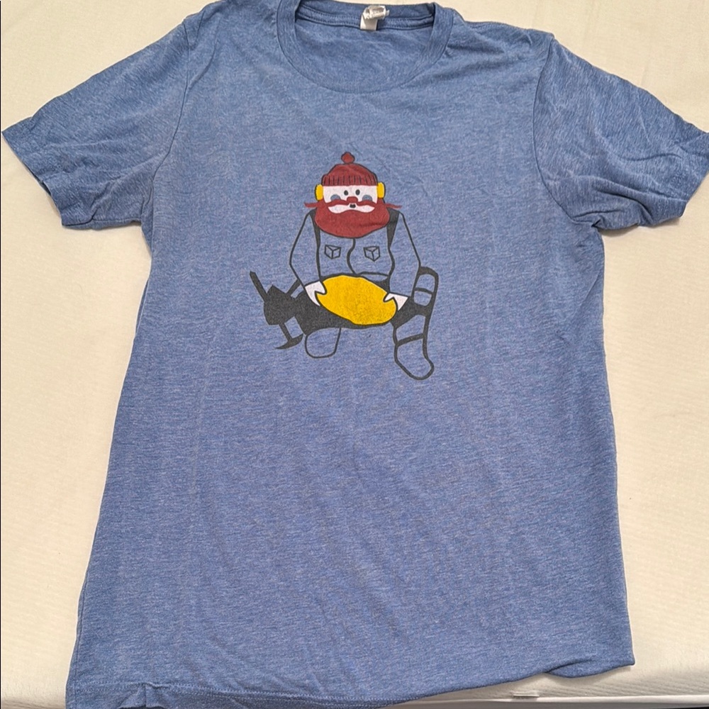 Blue Graphic T-Shirt with Cartoon Design